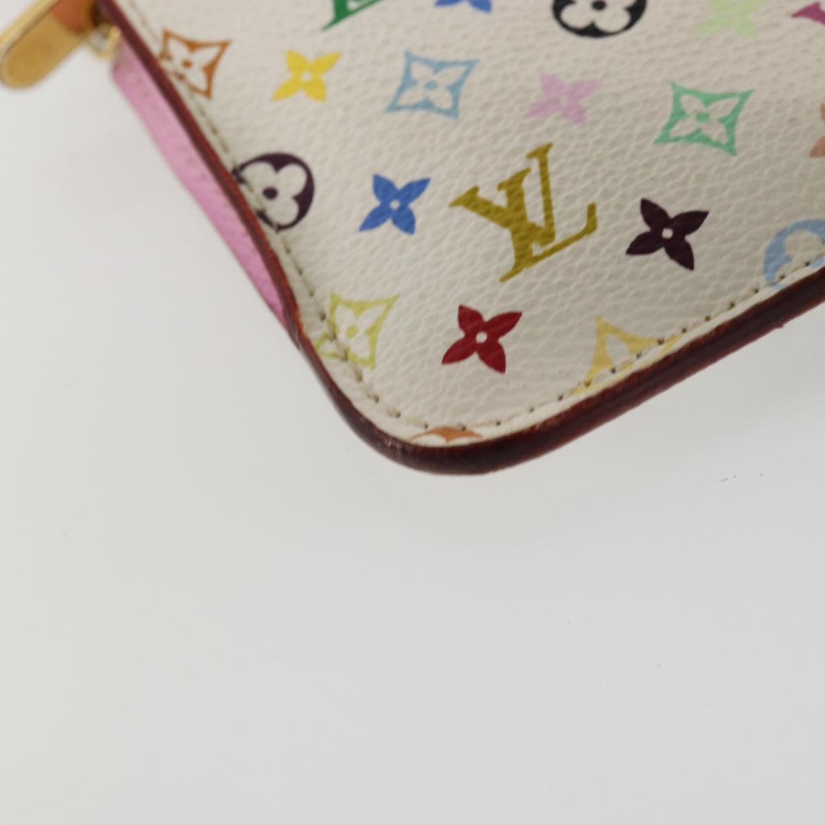 LOUIS VUITTON Multicolor Pochette Cles NM Coin Purse White M93734 Auth 176769