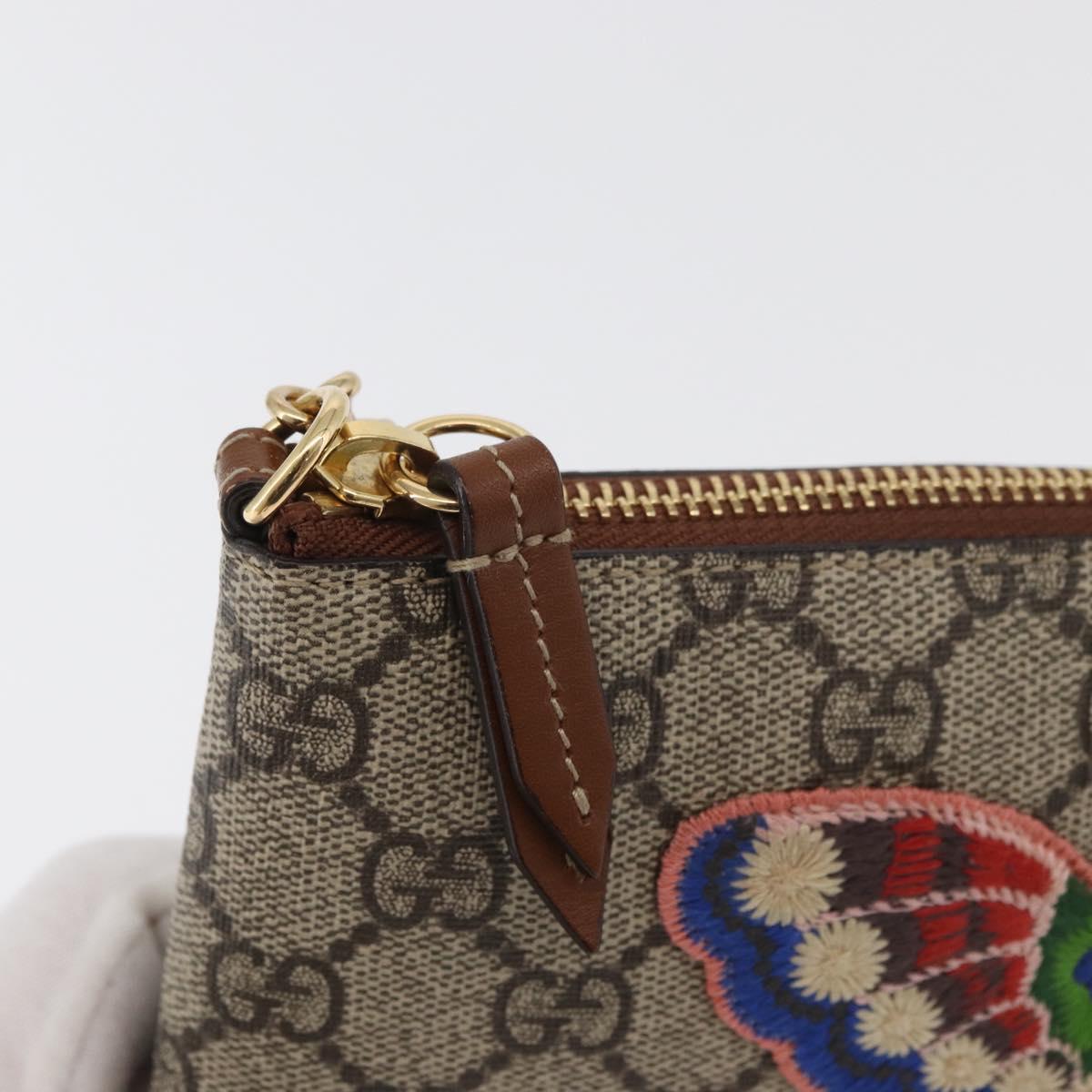 GUCCI GG Supreme Chain Shoulder Bag PVC Beige Gold 456866 Auth 176776A
