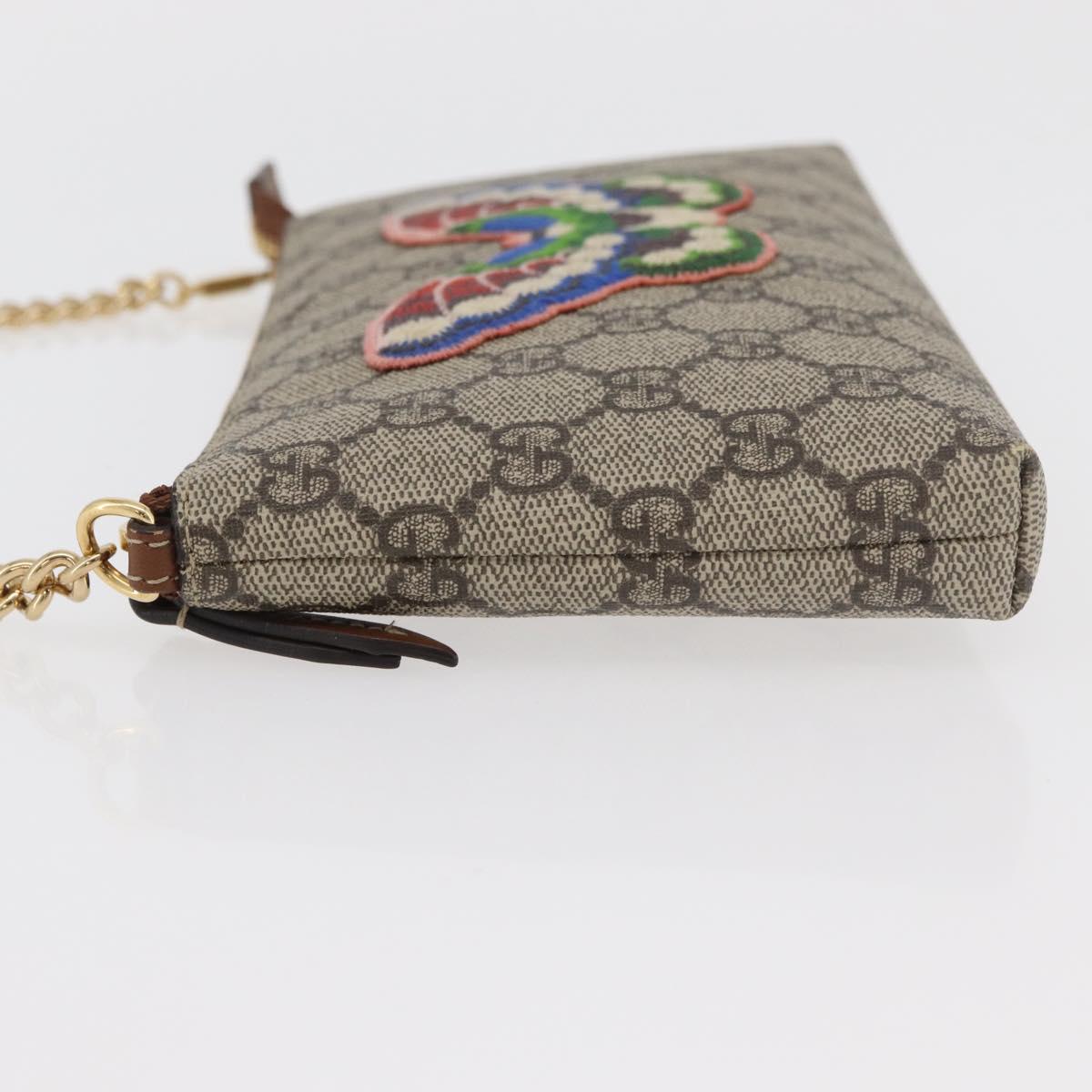 GUCCI GG Supreme Chain Shoulder Bag PVC Beige Gold 456866 Auth 176776A