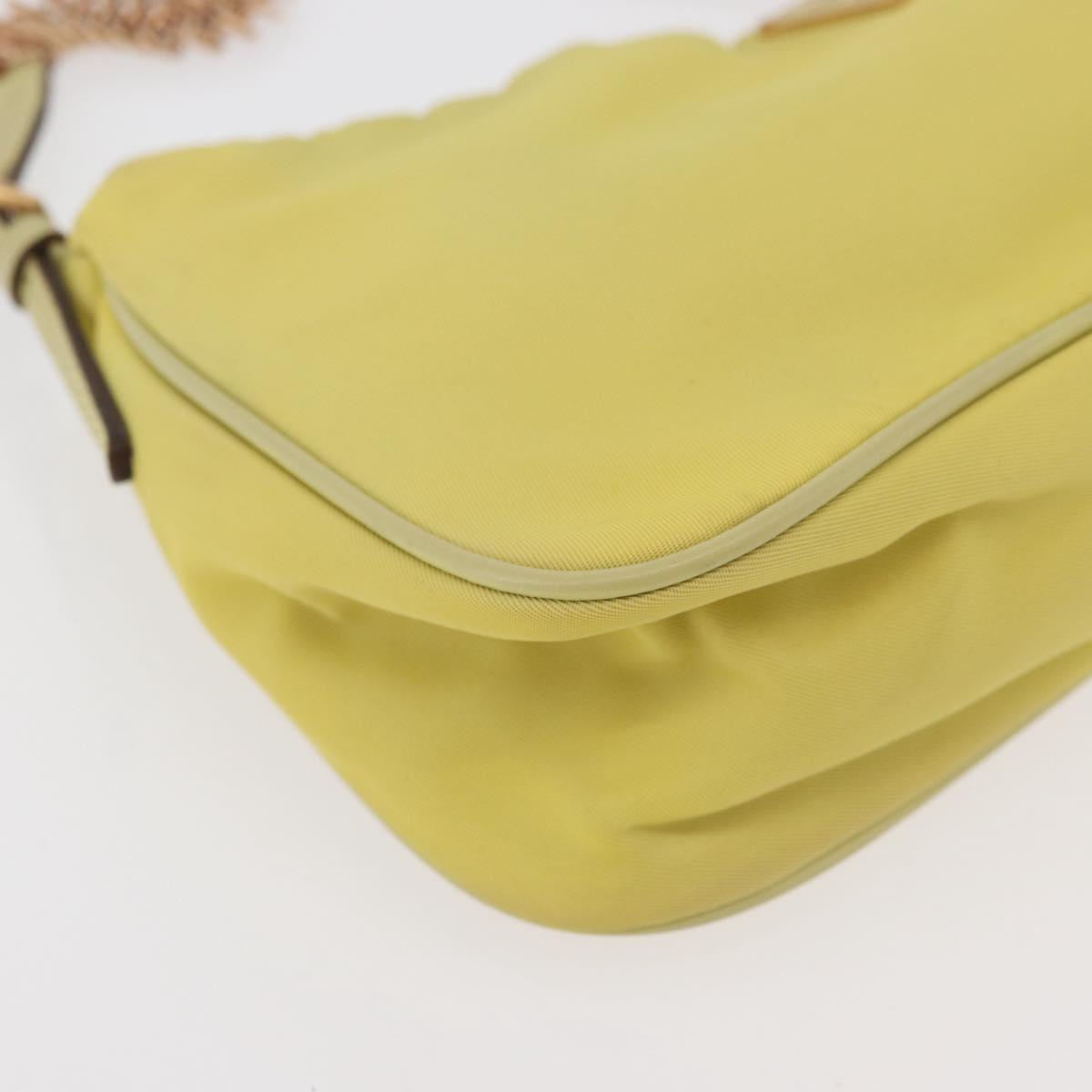 PRADA Chain Shoulder Bag Nylon Yellow Gold Auth 176777A