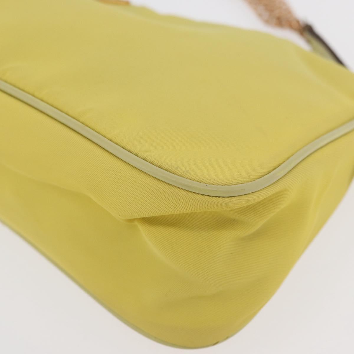PRADA Chain Shoulder Bag Nylon Yellow Gold Auth 176777A