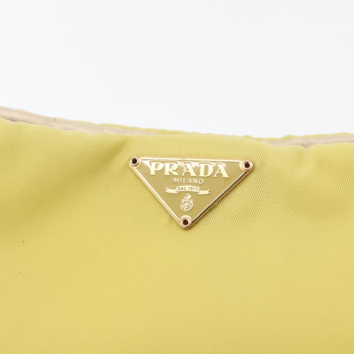 PRADA Chain Shoulder Bag Nylon Yellow Gold Auth 176777A