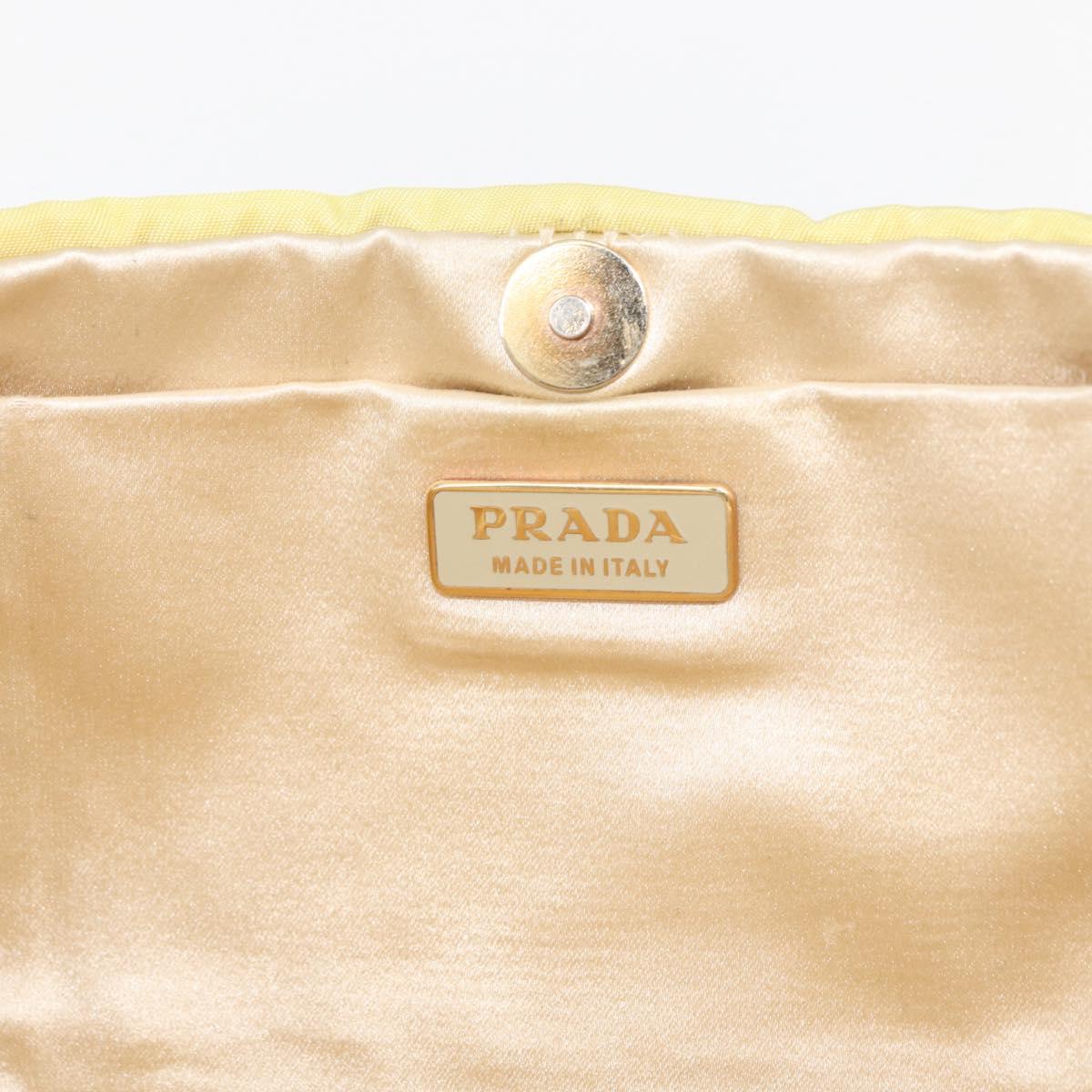 PRADA Chain Shoulder Bag Nylon Yellow Gold Auth 176777A