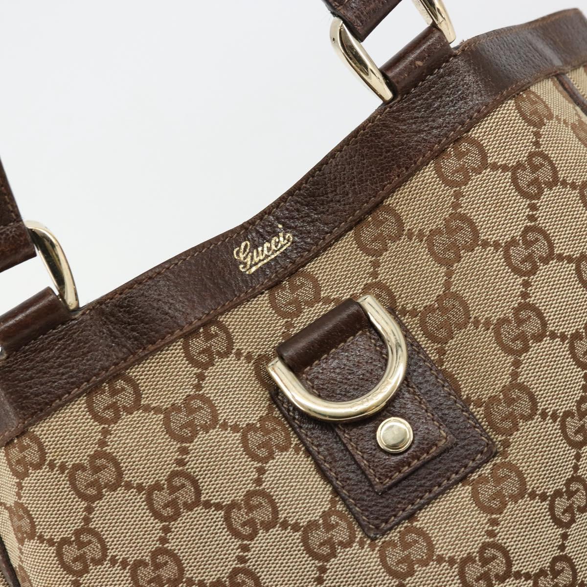 GUCCI GG Canvas Abbey Hand Bag Beige Gold 130739 Auth 176779A