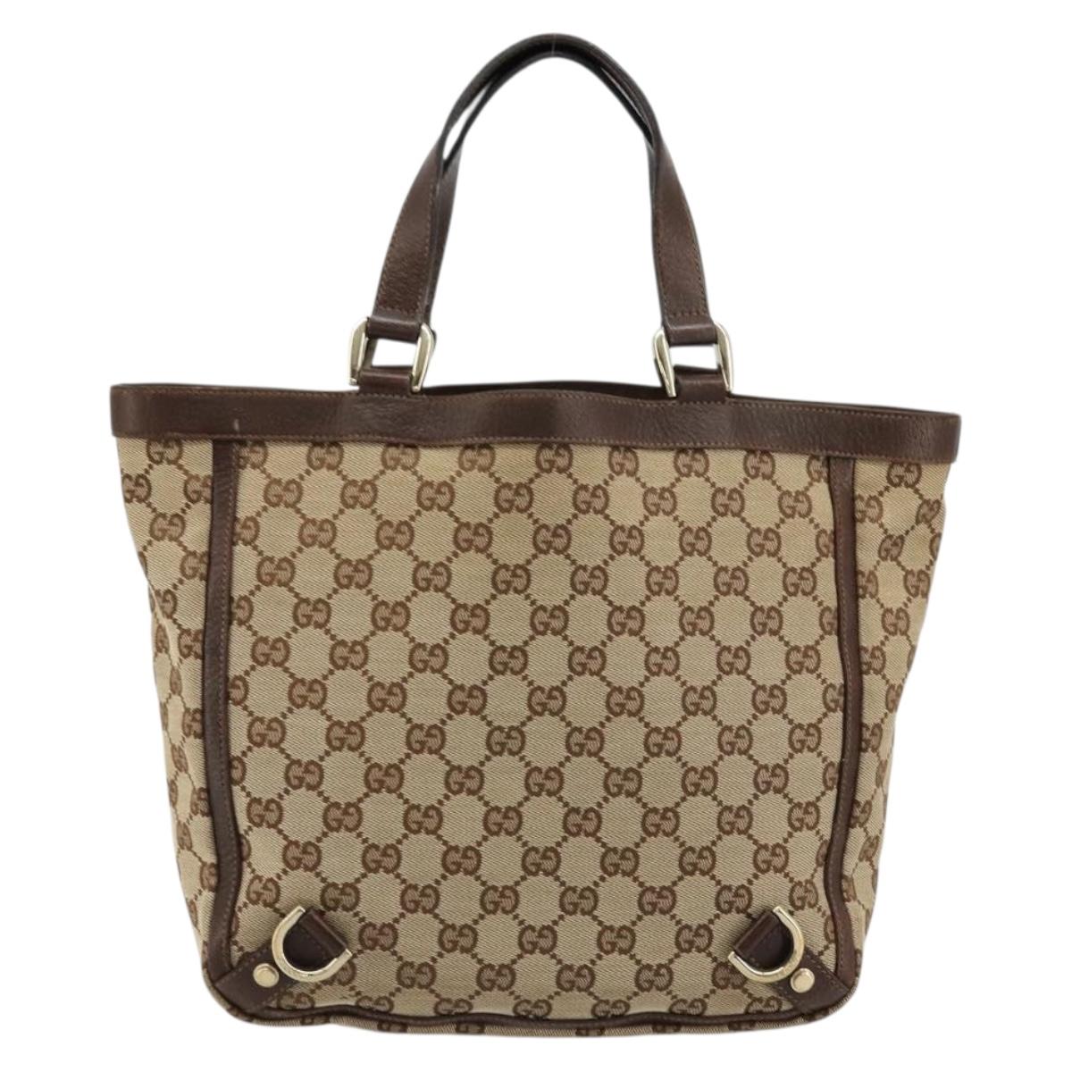 GUCCI GG Canvas Abbey Hand Bag Beige Gold 130739 Auth 176779A
