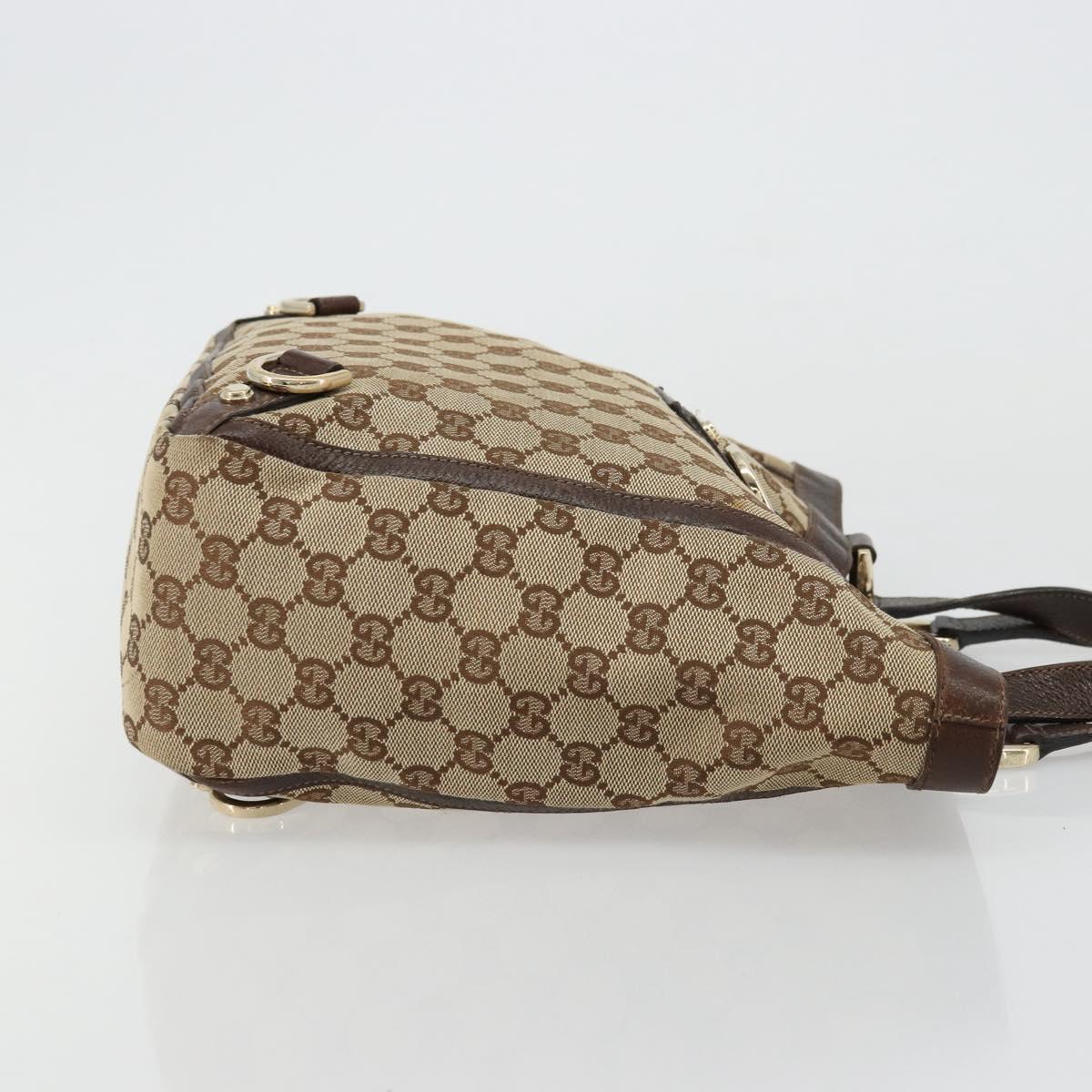 GUCCI GG Canvas Abbey Hand Bag Beige Gold 130739 Auth 176779A