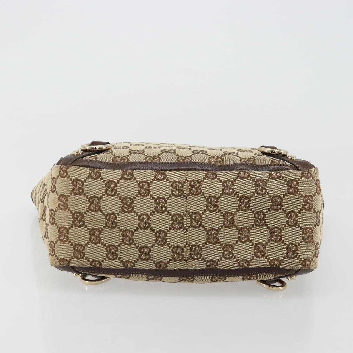 GUCCI GG Canvas Abbey Hand Bag Beige Gold 130739 Auth 176779A