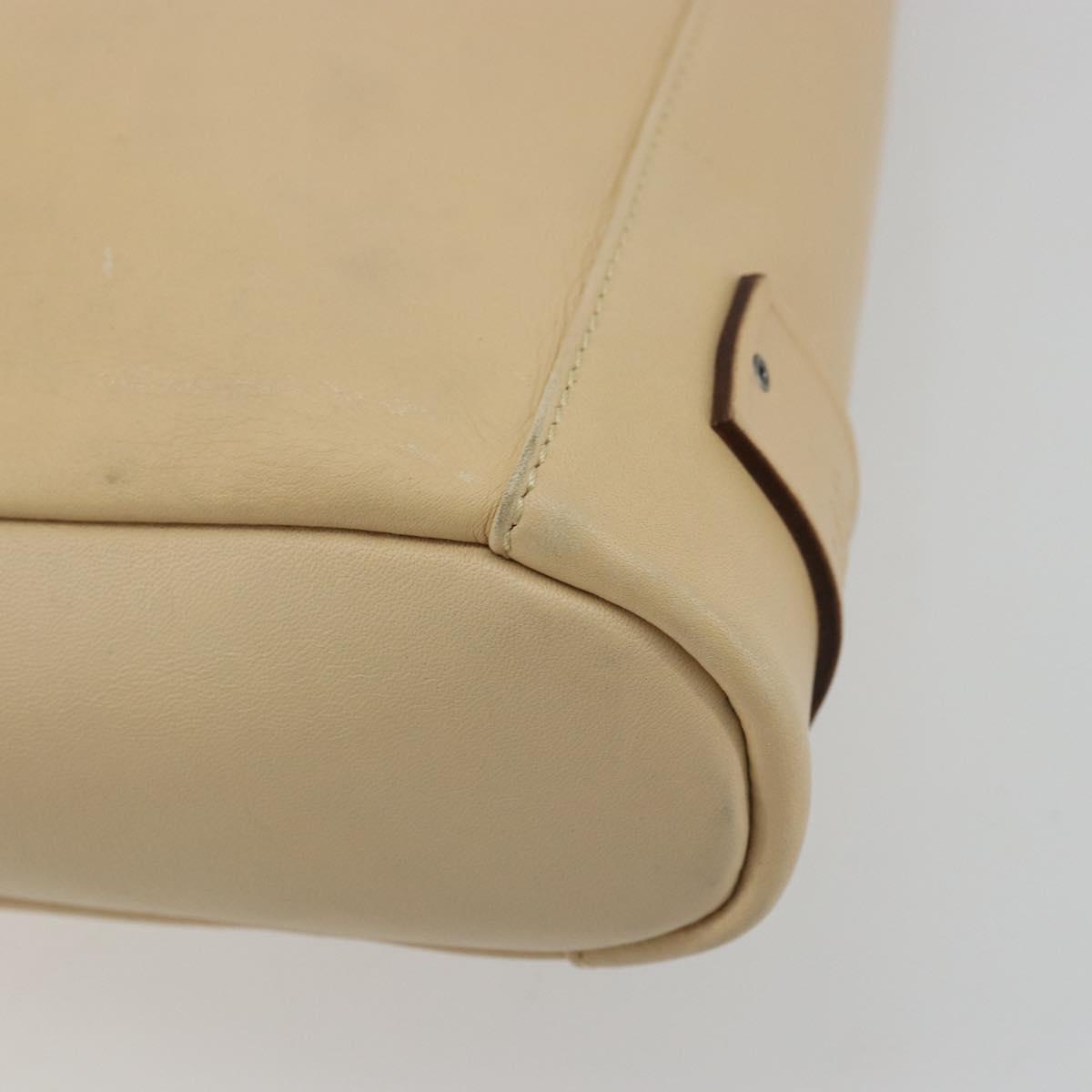GUCCI Shoulder Bag Leather Beige Silver 91761 Auth 176780