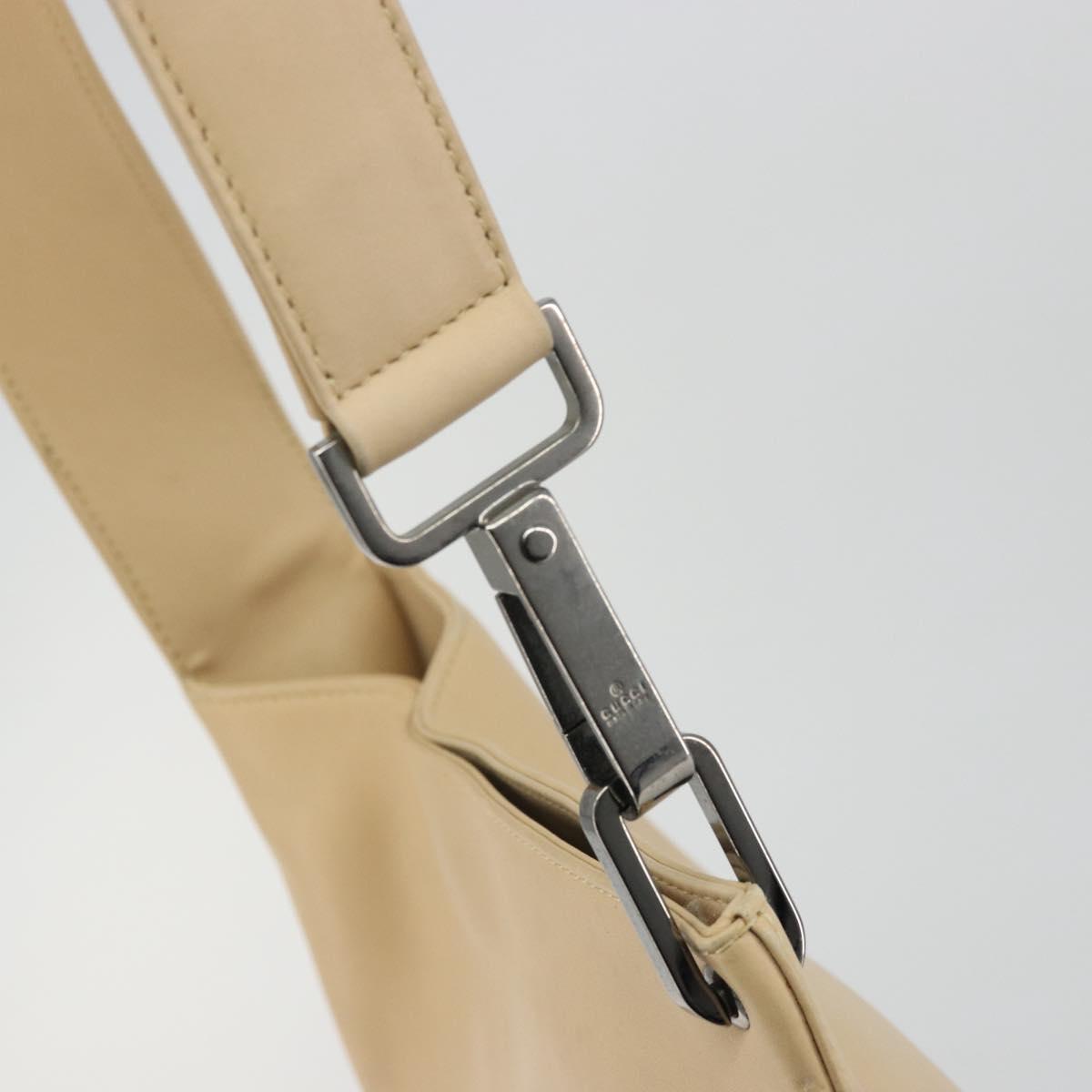 GUCCI Shoulder Bag Leather Beige Silver 91761 Auth 176780