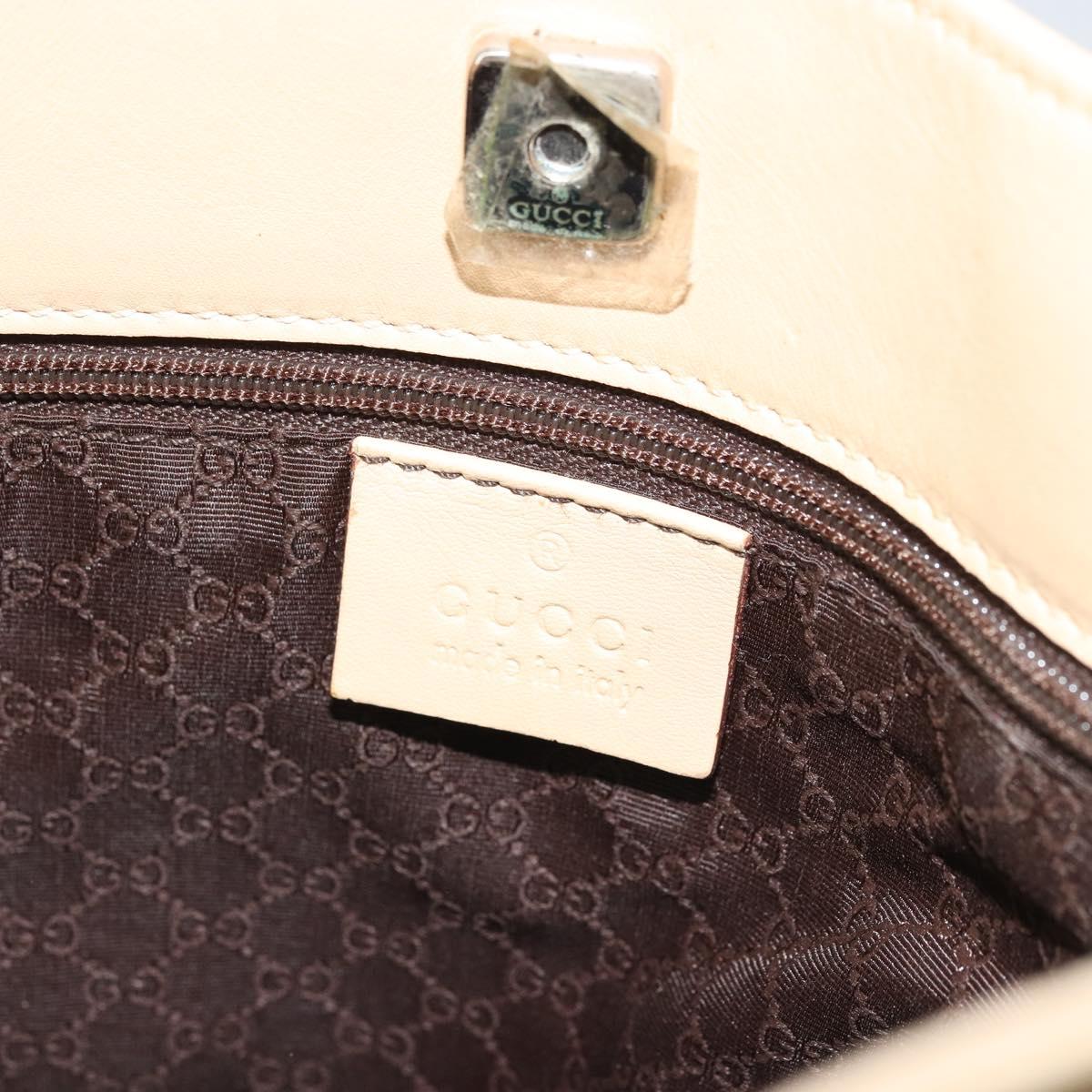 GUCCI Shoulder Bag Leather Beige Silver 91761 Auth 176780