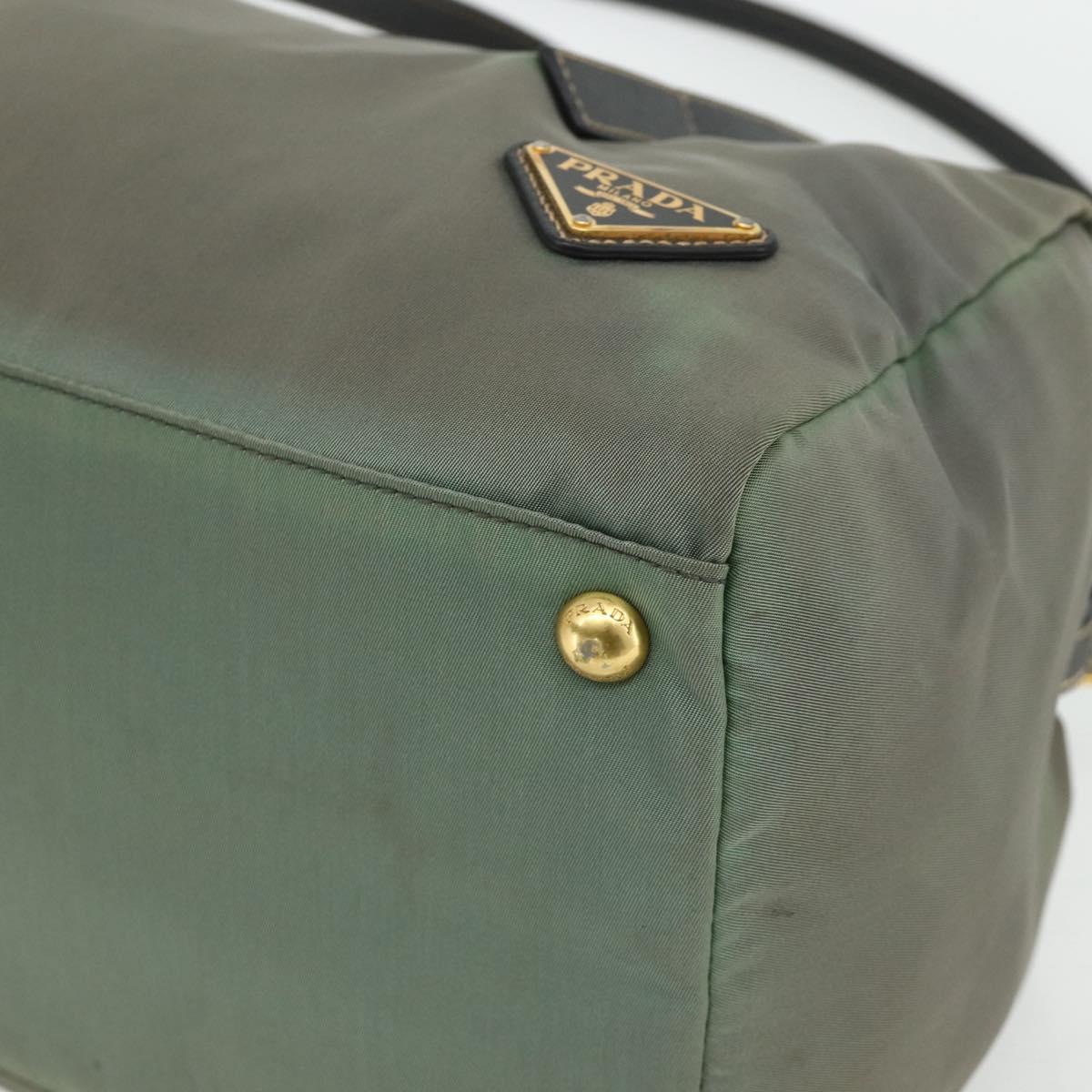 PRADA Shoulder Bag Nylon 2way Green Gold Auth 176782