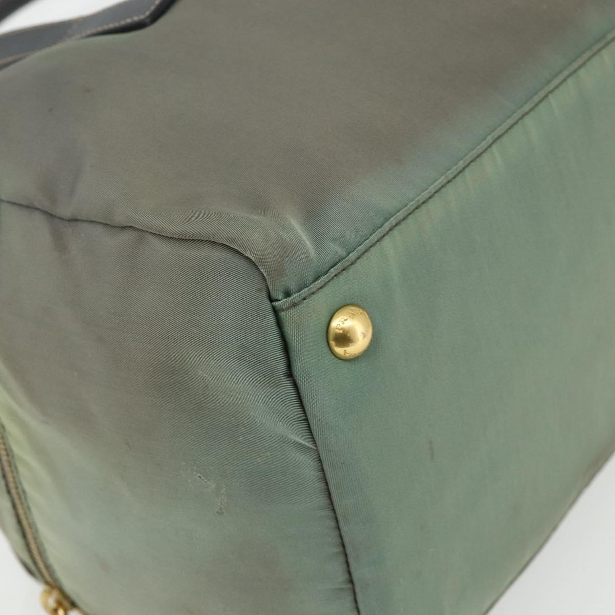 PRADA Shoulder Bag Nylon 2way Green Gold Auth 176782