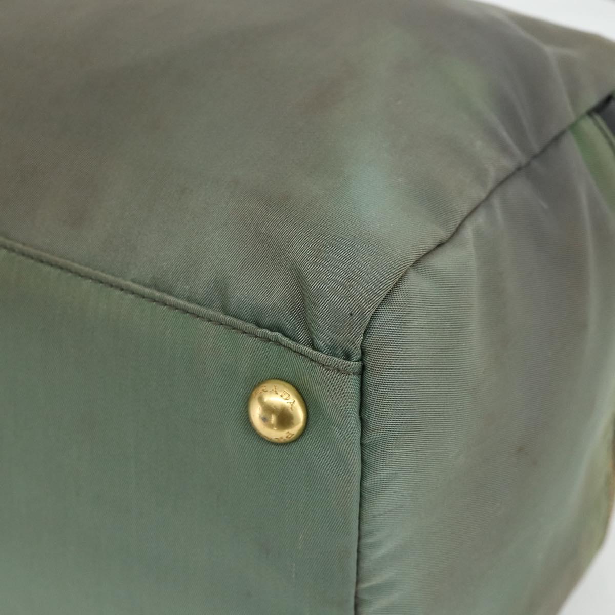 PRADA Shoulder Bag Nylon 2way Green Gold Auth 176782