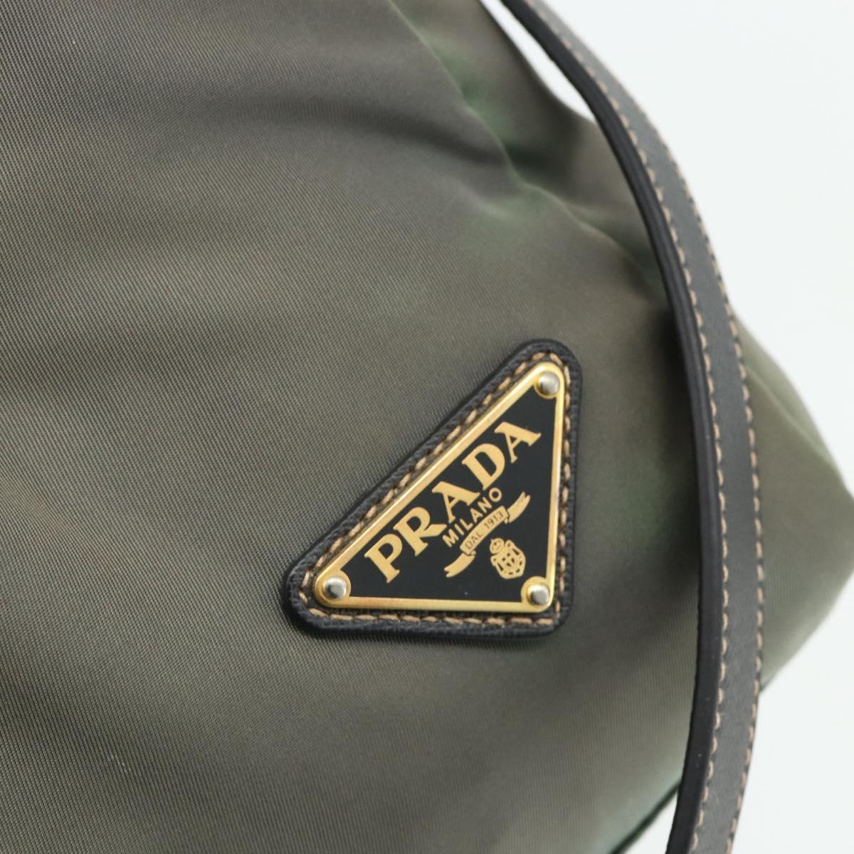 PRADA Shoulder Bag Nylon 2way Green Gold Auth 176782