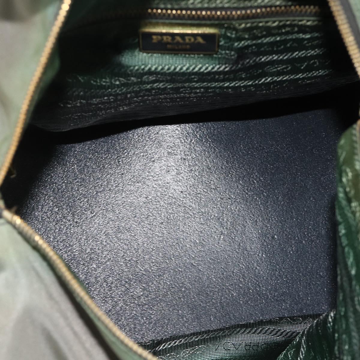PRADA Shoulder Bag Nylon 2way Green Gold Auth 176782