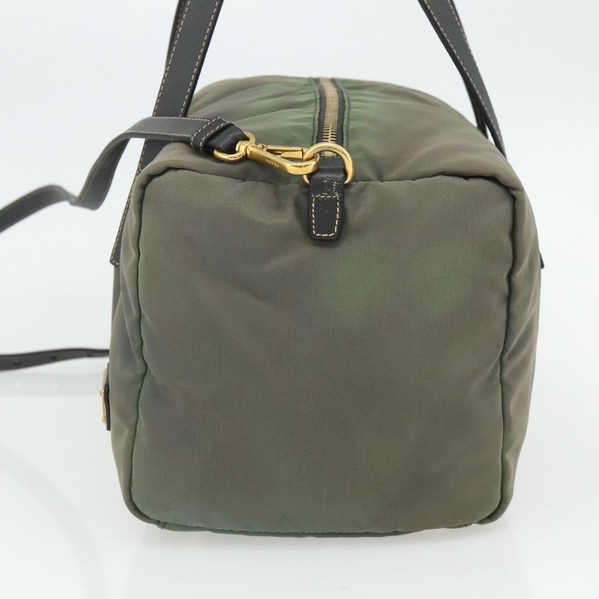 PRADA Shoulder Bag Nylon 2way Green Gold Auth 176782