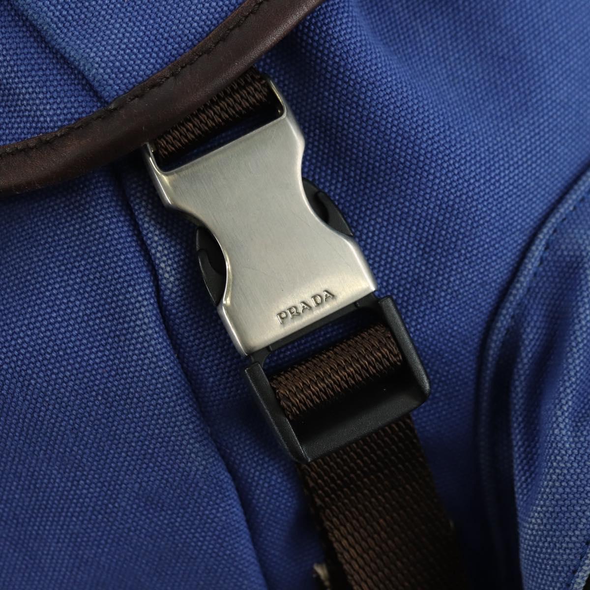 PRADA Backpack Canvas Blue Silver Auth 176786