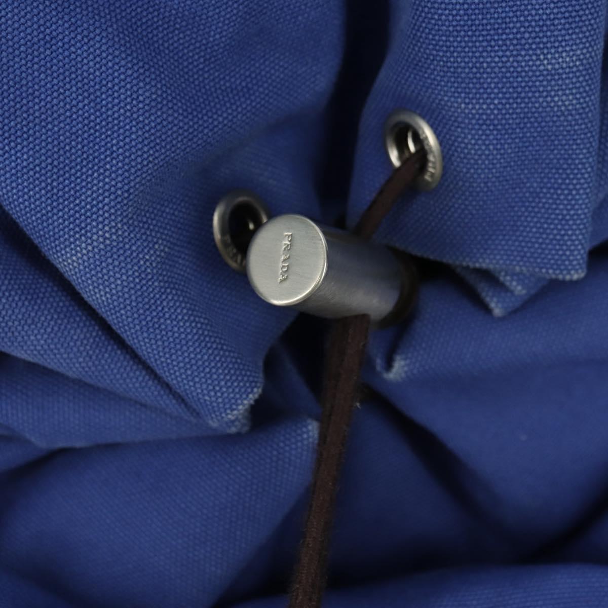 PRADA Backpack Canvas Blue Silver Auth 176786
