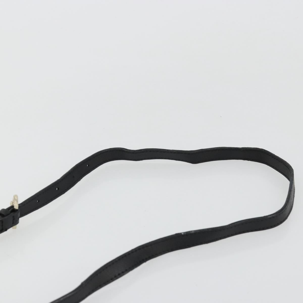 Salvatore Ferragamo Gancini Chain Shoulder Bag Leather Black Gold Auth 176787