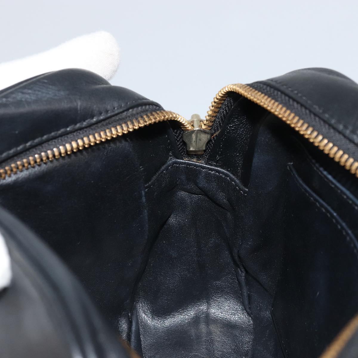 Salvatore Ferragamo Gancini Chain Shoulder Bag Leather Black Gold Auth 176787