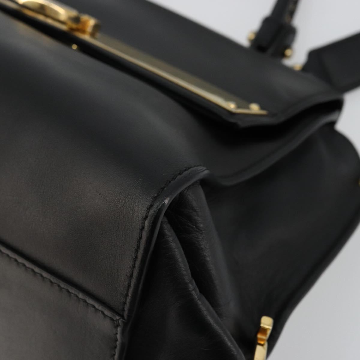 Salvatore Ferragamo Gancini Sofia Hand Bag Leather 2way Black Gold Auth 176789
