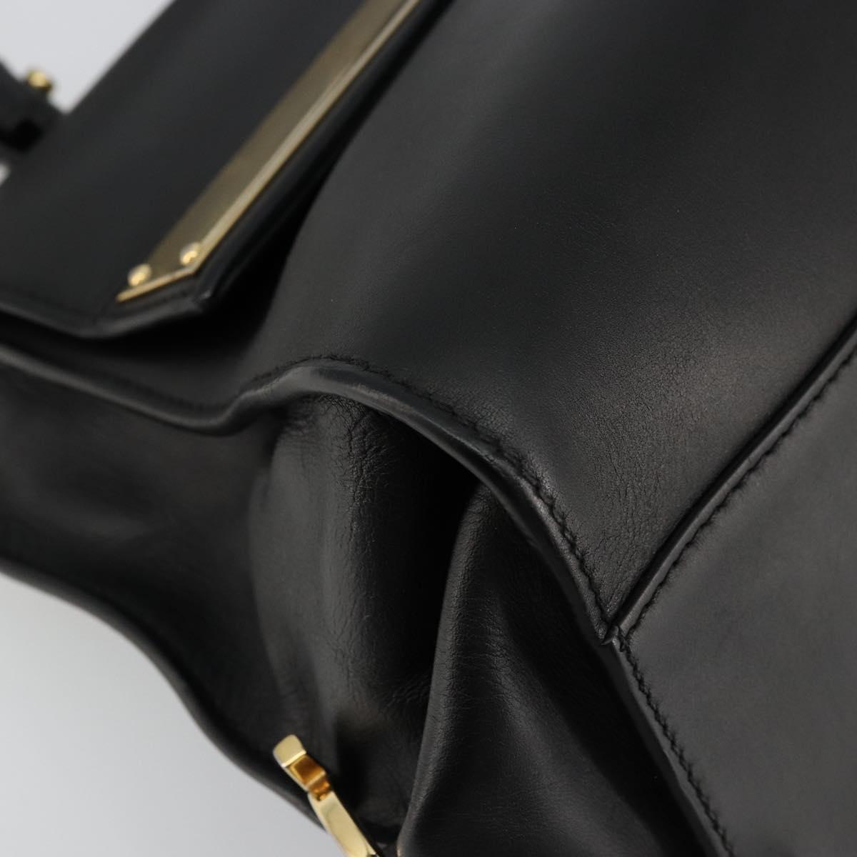 Salvatore Ferragamo Gancini Sofia Hand Bag Leather 2way Black Gold Auth 176789