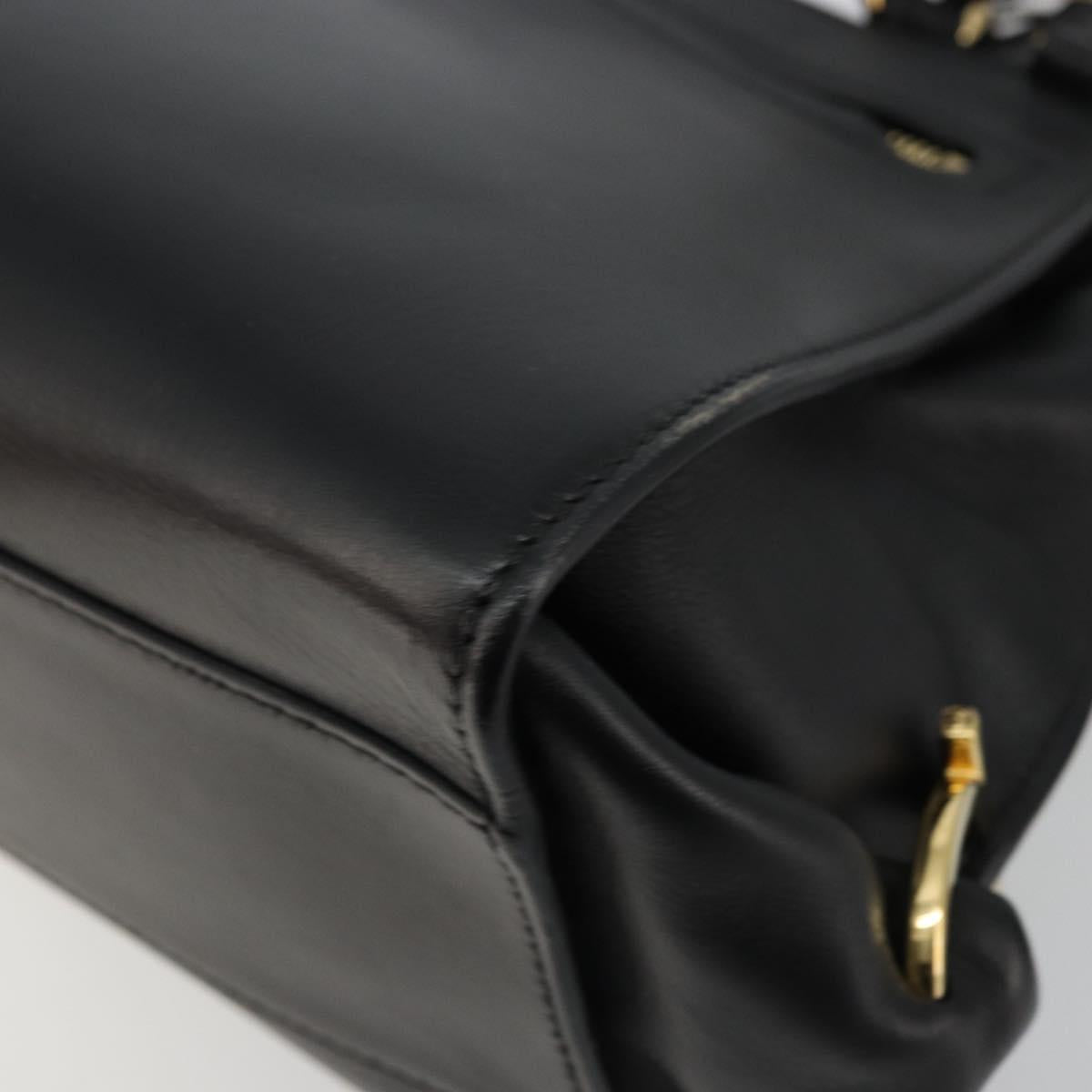 Salvatore Ferragamo Gancini Sofia Hand Bag Leather 2way Black Gold Auth 176789