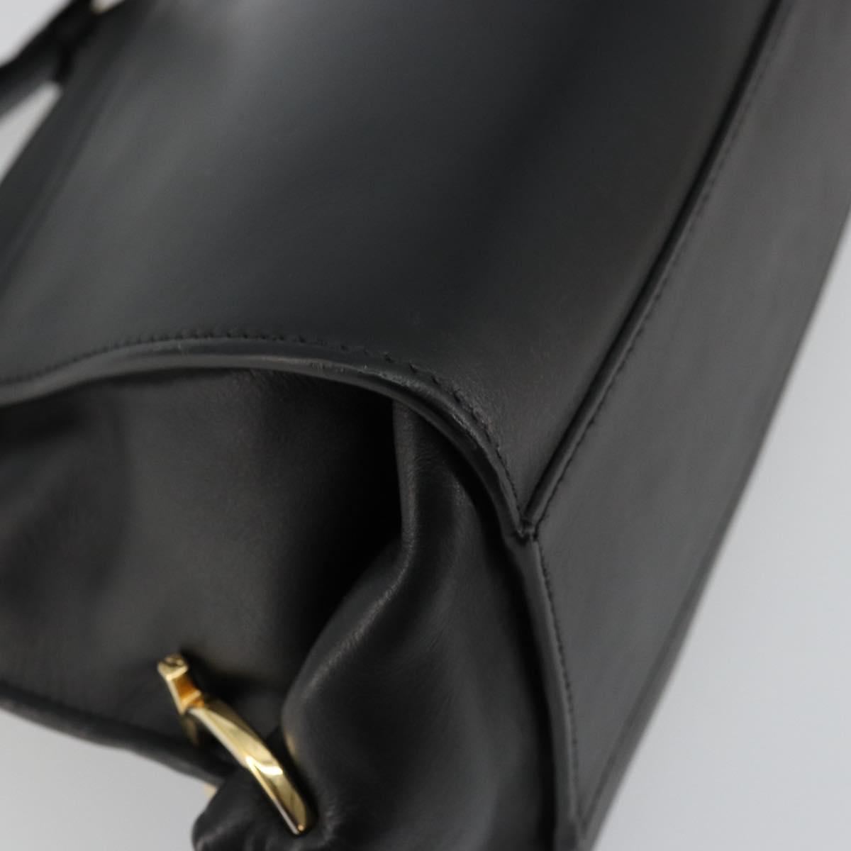 Salvatore Ferragamo Gancini Sofia Hand Bag Leather 2way Black Gold Auth 176789