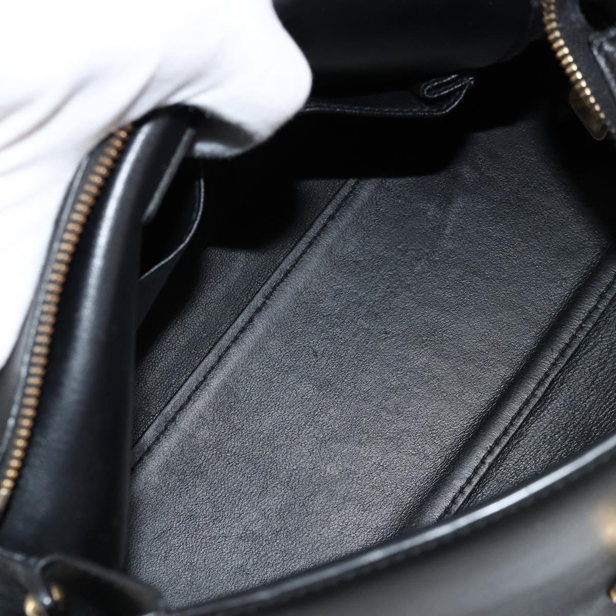 Salvatore Ferragamo Gancini Sofia Hand Bag Leather 2way Black Gold Auth 176789