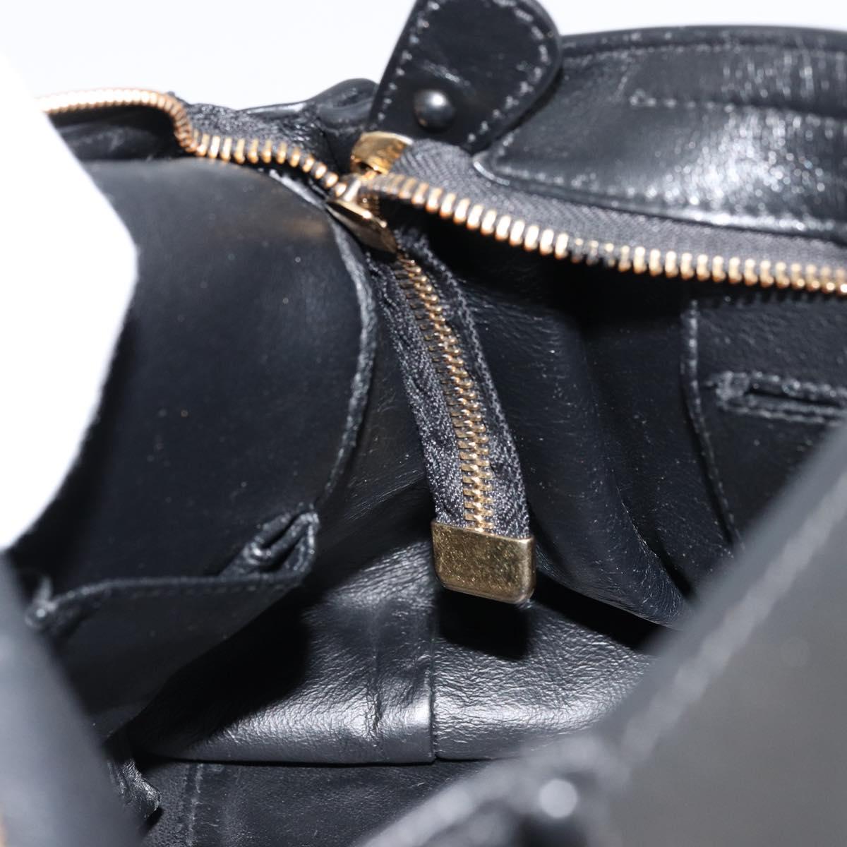 Salvatore Ferragamo Gancini Sofia Hand Bag Leather 2way Black Gold Auth 176789
