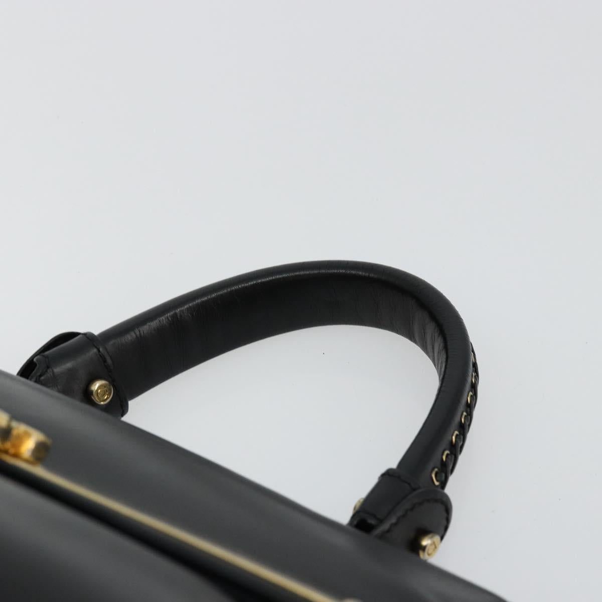 Salvatore Ferragamo Gancini Sofia Hand Bag Leather 2way Black Gold Auth 176789