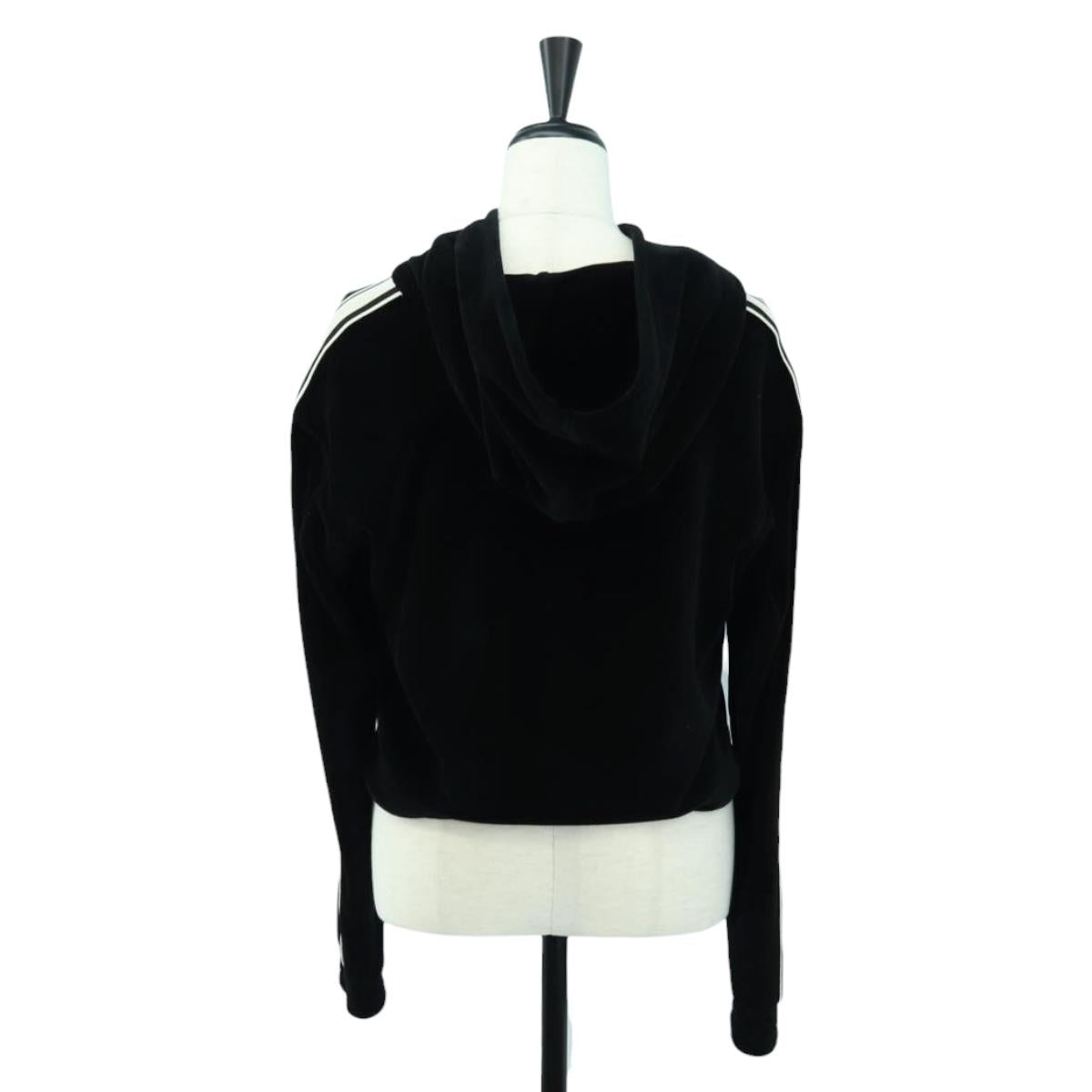 CELINE Cropped Hoodie Velor Black Auth 176793M
