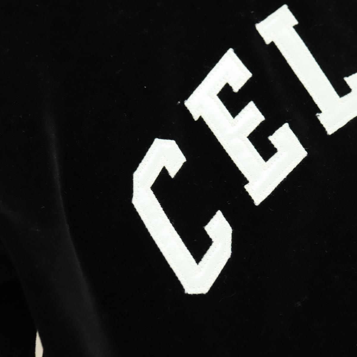 CELINE Cropped Hoodie Velor Black Auth 176793M