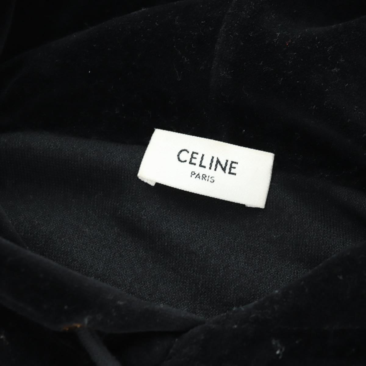 CELINE Cropped Hoodie Velor Black Auth 176793M
