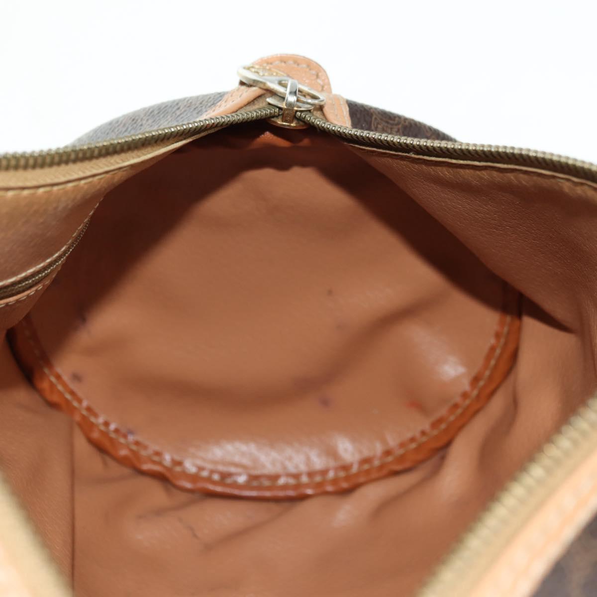 CELINE Macadam Canvas Boston Bag PVC Leather Brown Gold Auth 176802V