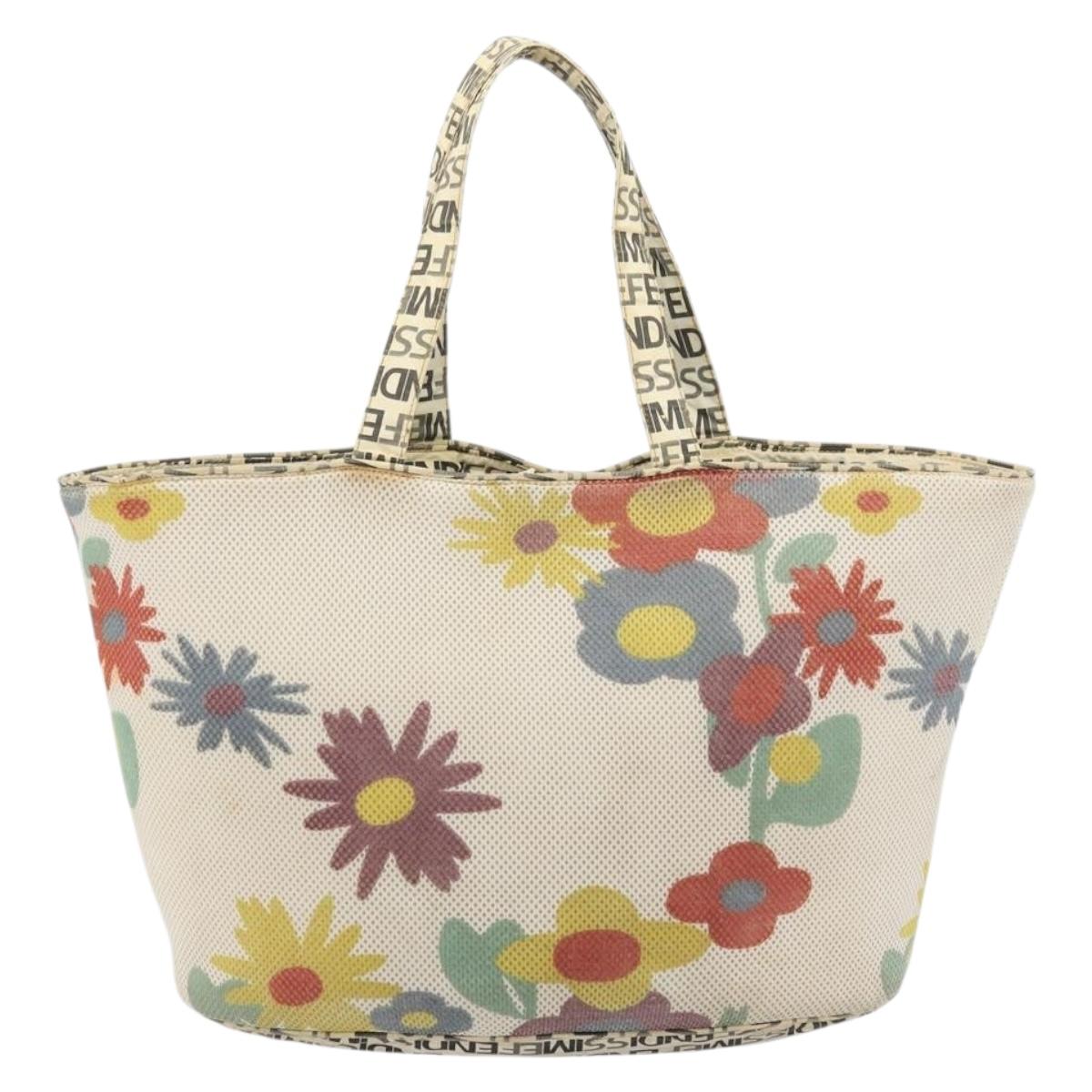 FENDI FENDISSIME Tote Bag Nylon White CC Auth 176808