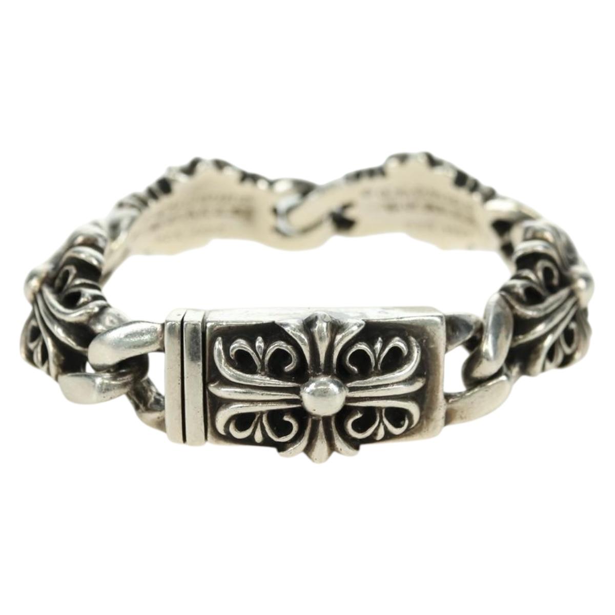 Chrome Hearts Keeper Link ID Bracelet Ag925 4 Links Silver Auth 176817SM