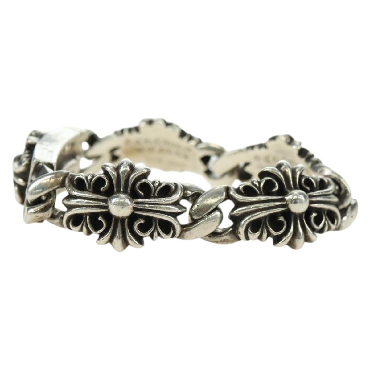 Chrome Hearts Keeper Link ID Bracelet Ag925 4 Links Silver Auth 176817SM