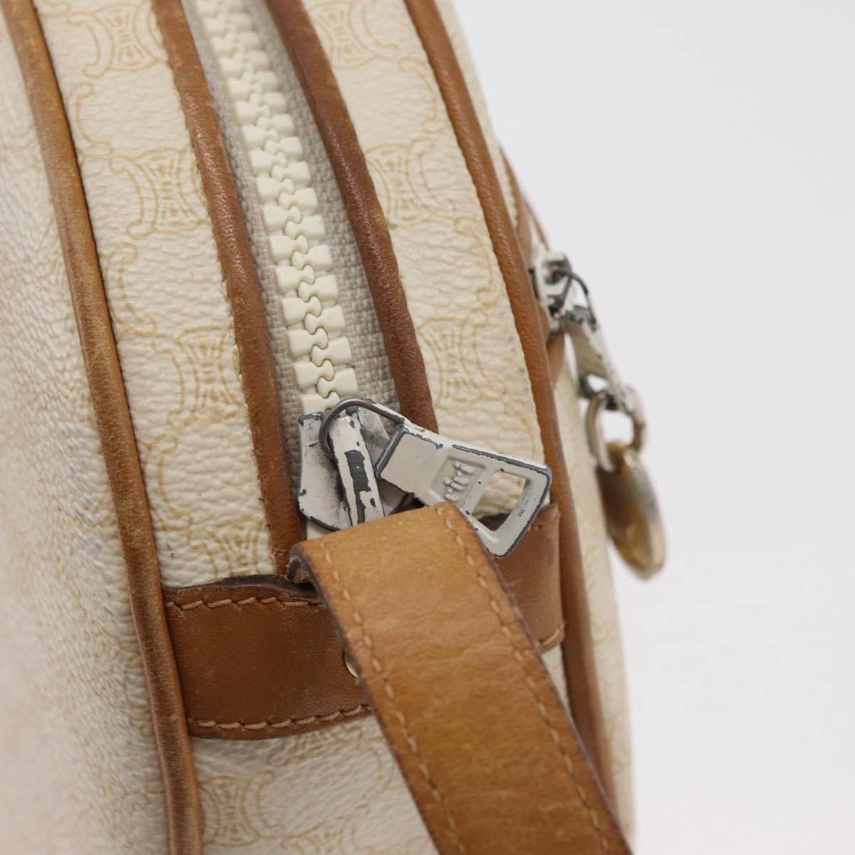 CELINE Macadam Canvas Shoulder Bag PVC White Auth 176818