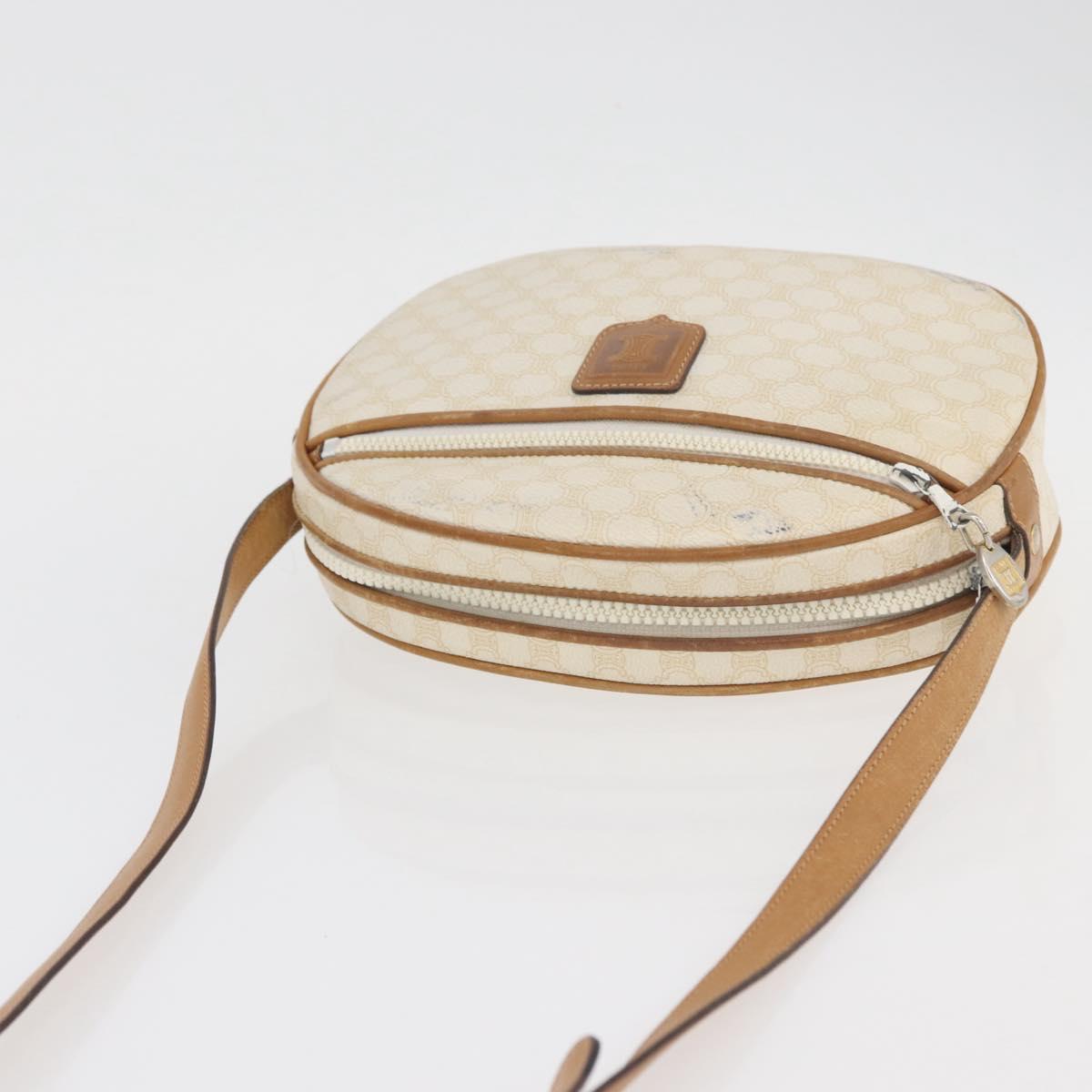 CELINE Macadam Canvas Shoulder Bag PVC White Auth 176818