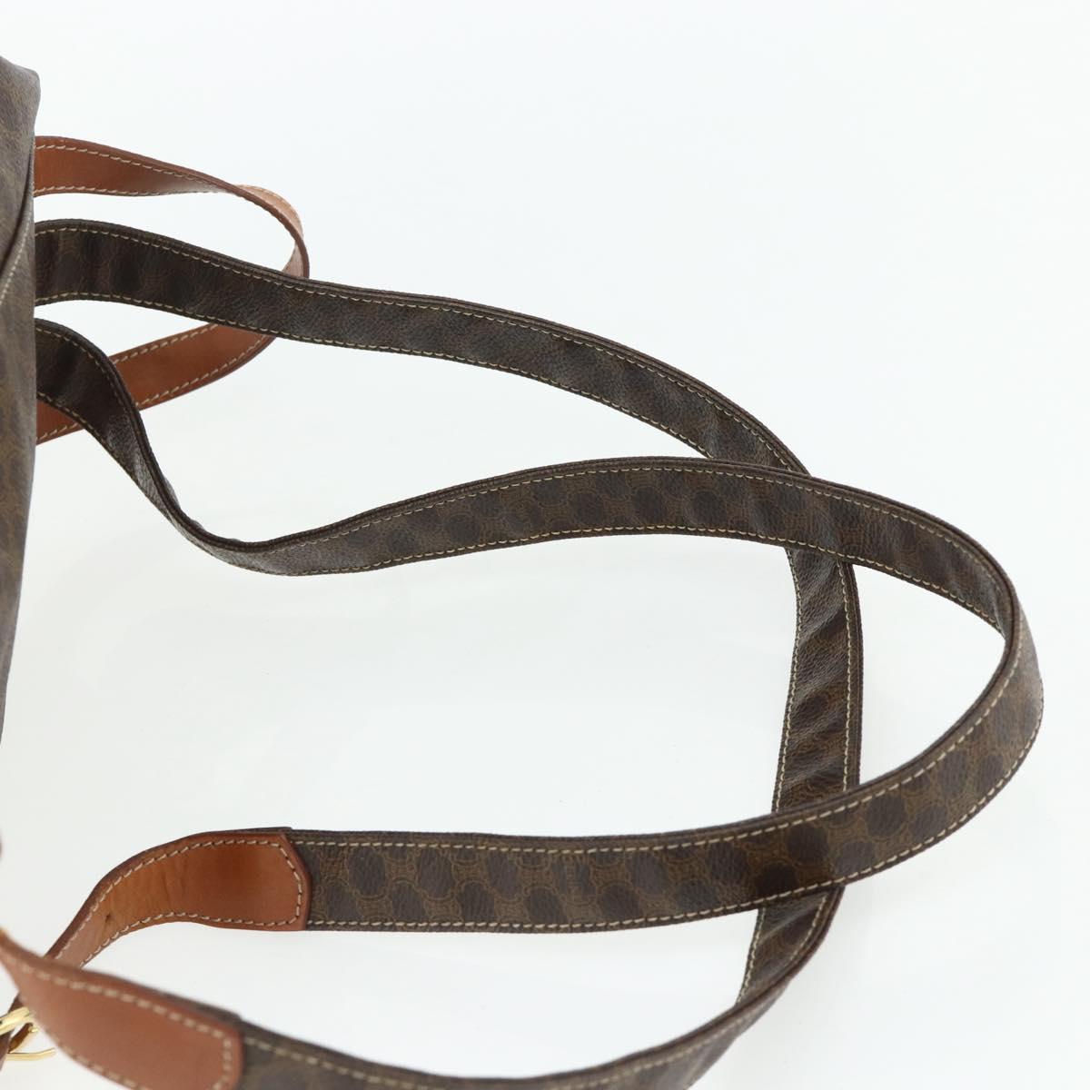 CELINE Macadam Canvas Backpack PVC Leather Brown Gold Auth 176821
