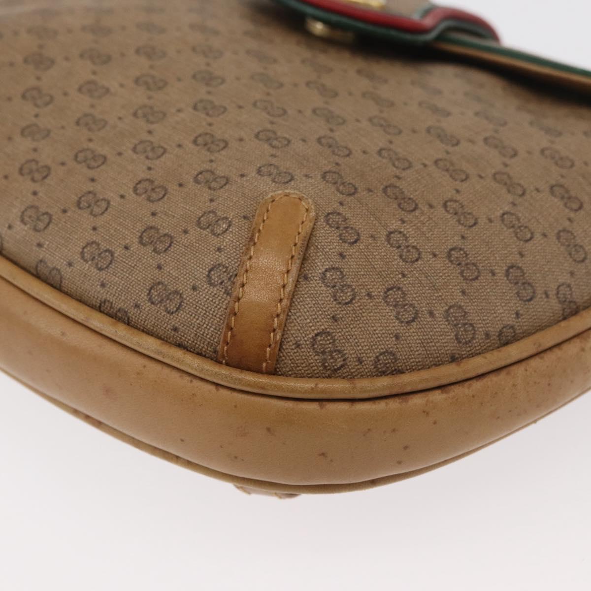 GUCCI Micro GG Supreme Shoulder Bag PVC Beige Gold Auth 176833