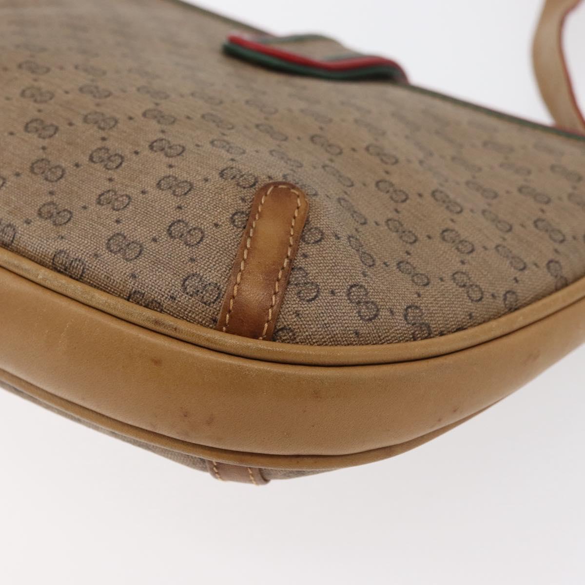 GUCCI Micro GG Supreme Shoulder Bag PVC Beige Gold Auth 176833