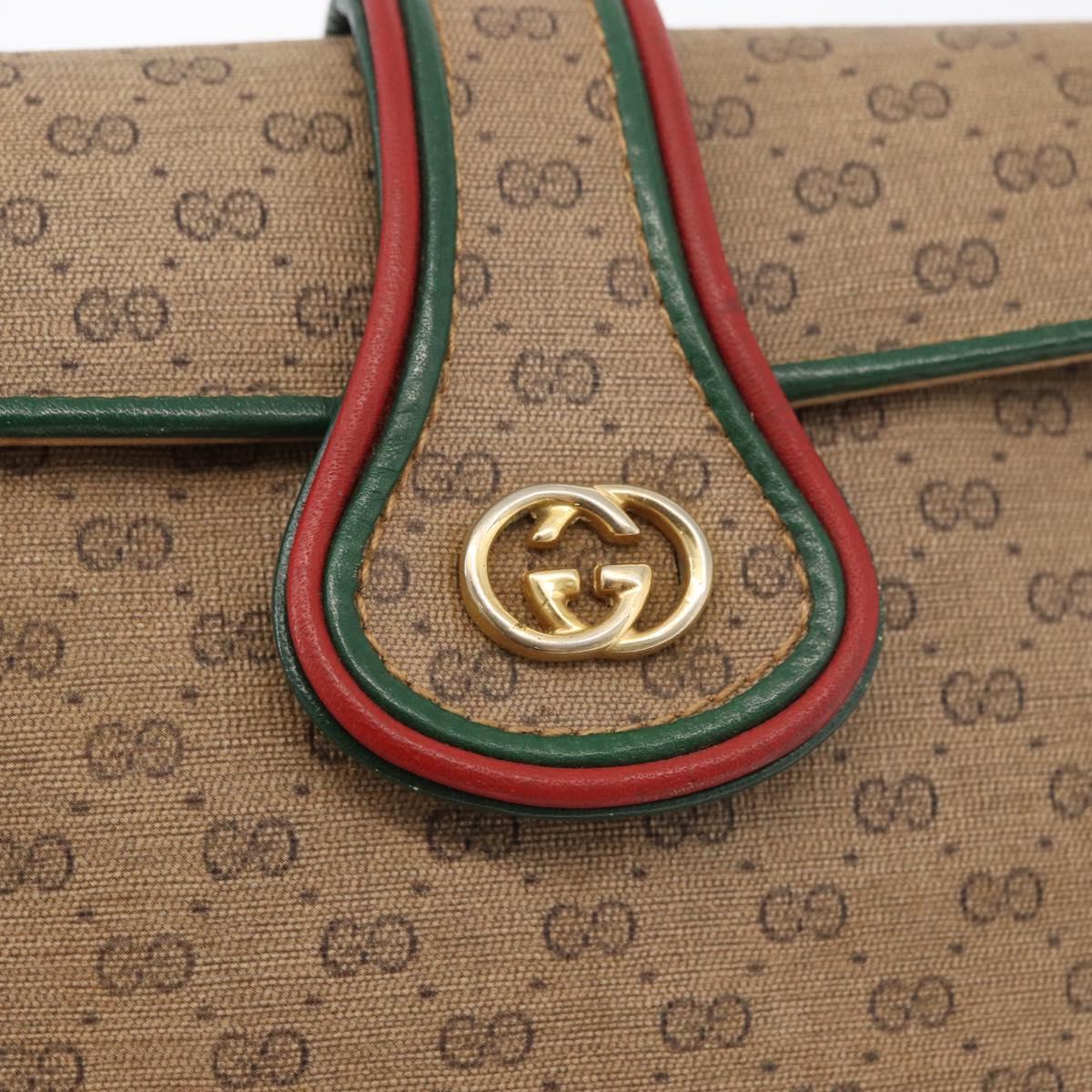 GUCCI Micro GG Supreme Shoulder Bag PVC Beige Gold Auth 176833