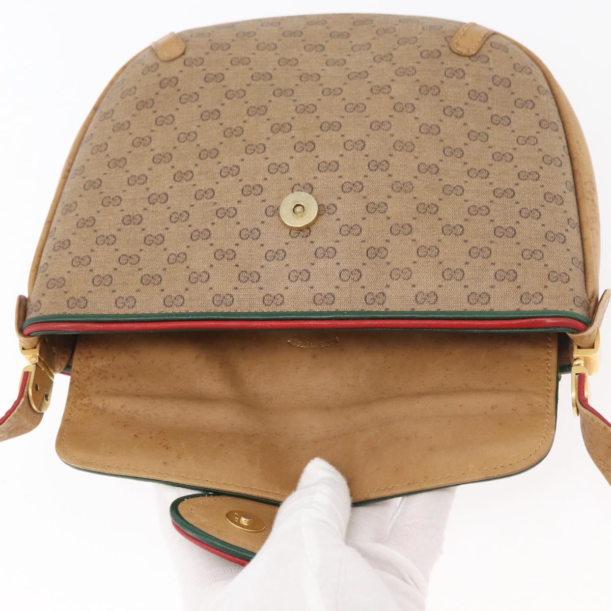 GUCCI Micro GG Supreme Shoulder Bag PVC Beige Gold Auth 176833