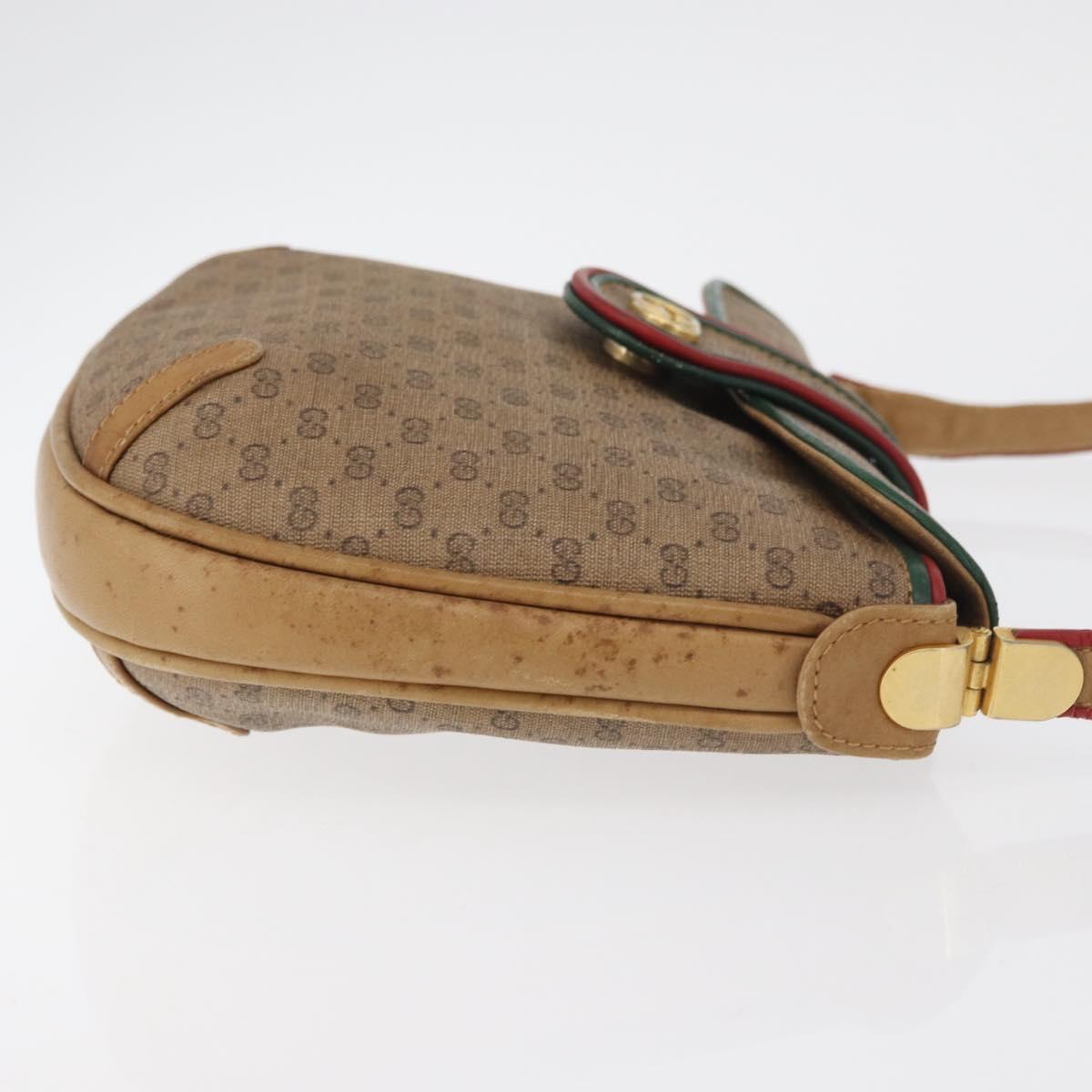 GUCCI Micro GG Supreme Shoulder Bag PVC Beige Gold Auth 176833