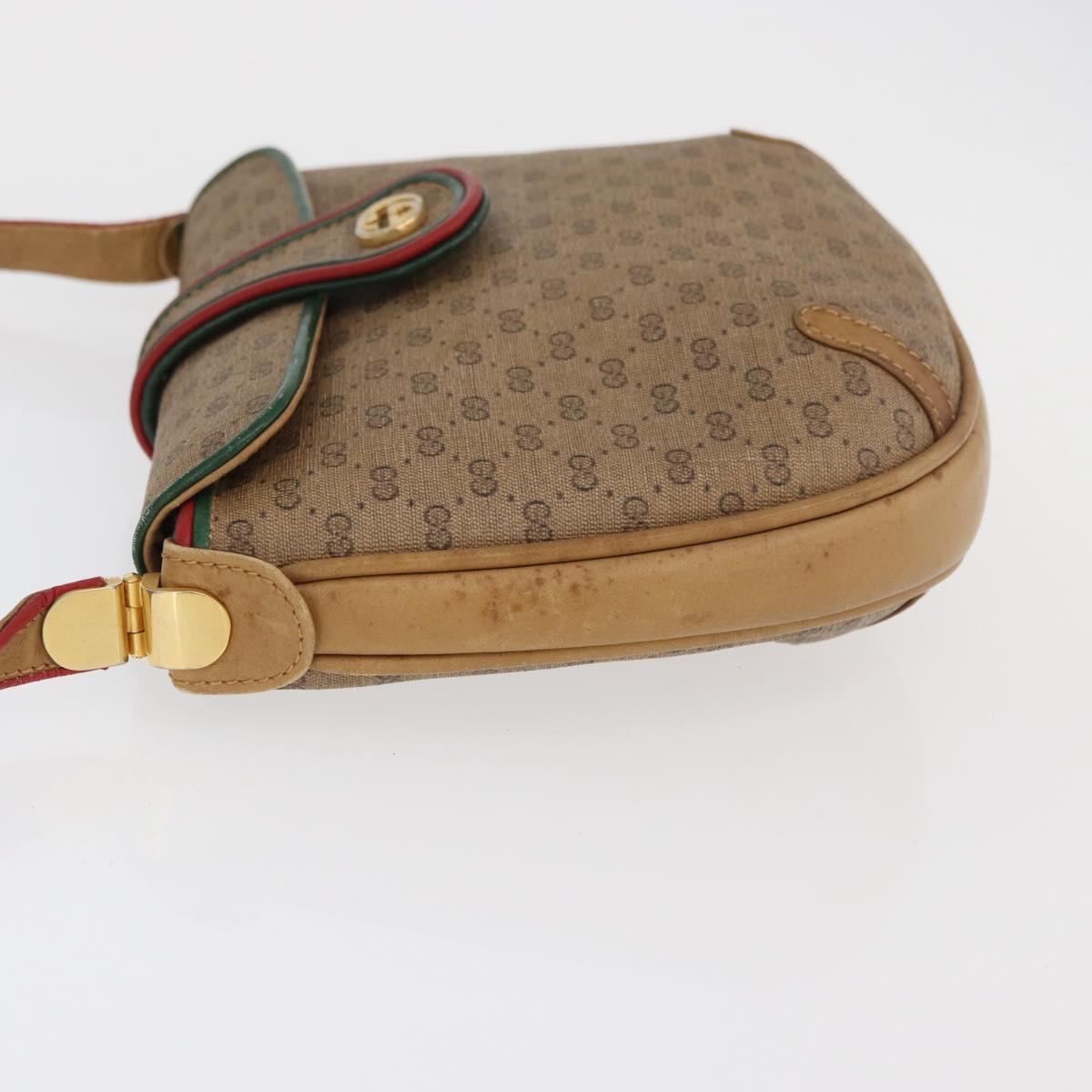 GUCCI Micro GG Supreme Shoulder Bag PVC Beige Gold Auth 176833