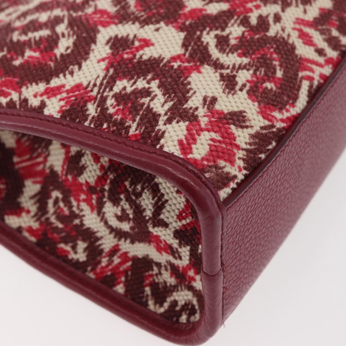 Salvatore Ferragamo Gancini Hand Bag Canvas 2way Red Gold Auth 176834