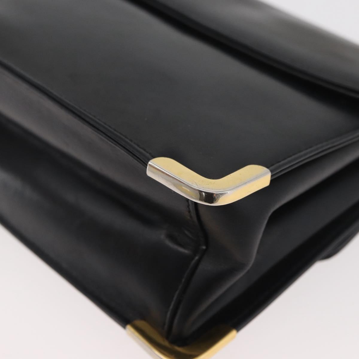 Christian Dior Chain Shoulder Bag Calf Skin Black Gold Auth 176840A