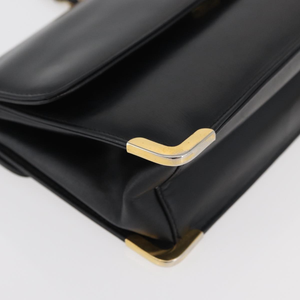 Christian Dior Chain Shoulder Bag Calf Skin Black Gold Auth 176840A